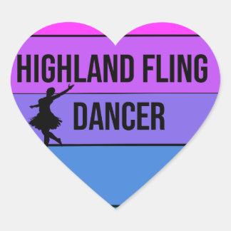 Sticker Cœur J'aime Highland Fling Dancer Scottish Dance cadeau