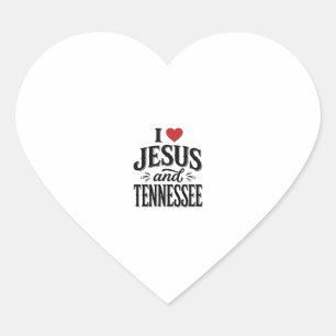Sticker Cœur J'aime Jésus et Tennessee Vintage Design Chrétien