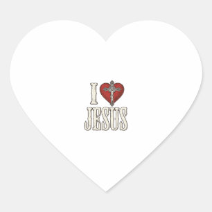 Sticker Cœur J'aime Jésus gravure vintage conception de t-shirt