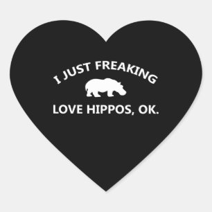Sticker Cœur J'Aime Juste Freaking Aimer Hippopotames Cadeau