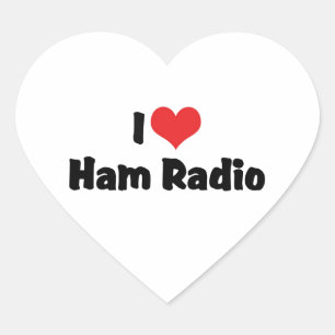 Sticker Cœur J'aime la radio amateur Heart Ham - Amateur Radio
