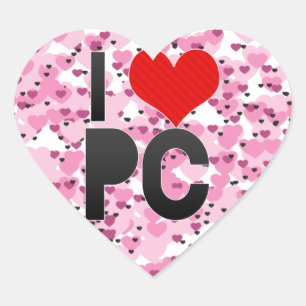 Sticker Cœur J'aime le PC
