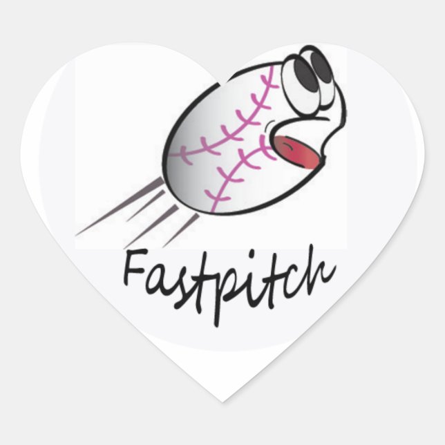 Sticker Cœur J'Aime Le Softball (Devant)