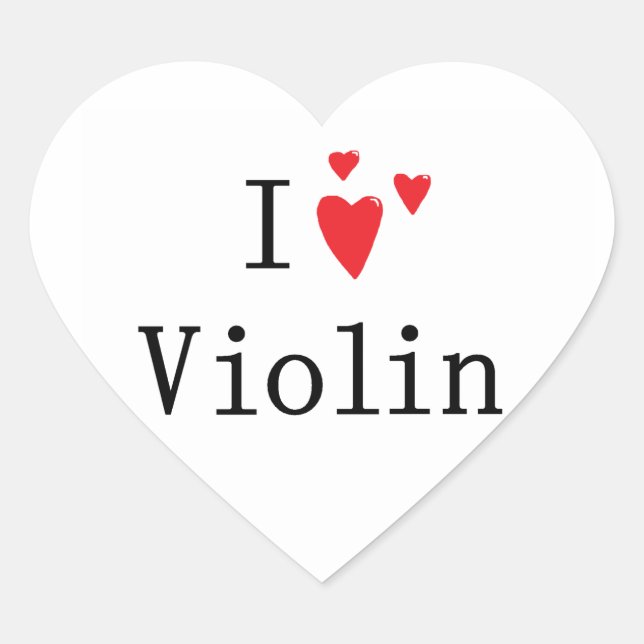 Sticker Cœur J'aime le violon (Devant)