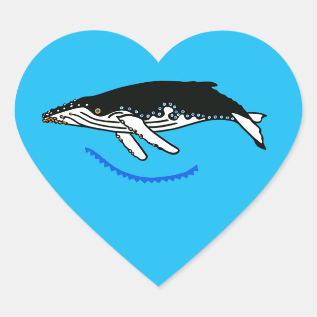 Sticker Cœur J'aime les baleines à bosse - Nature - Sous la mer (Devant)