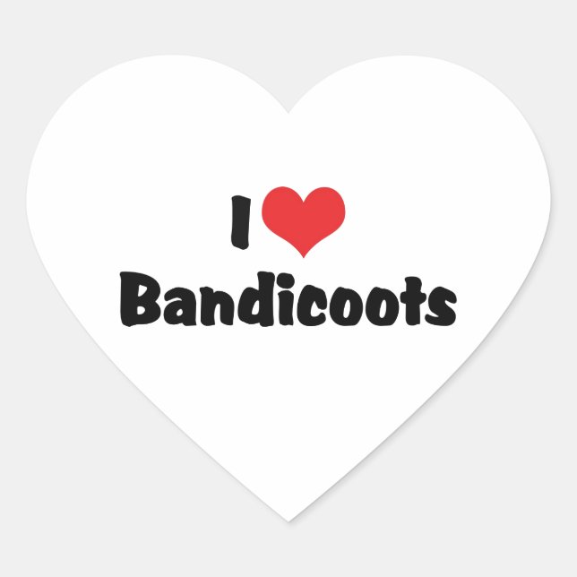 Sticker Cœur J'aime les bandicoots à coeur (Devant)