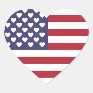 STICKER CŒUR J'AIME LES ETATS-UNIS D'AMÉRIQUE, FLA AMÉRICAINE