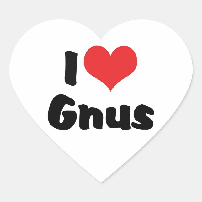 Sticker Cœur J'aime les gnous à cœur (Devant)