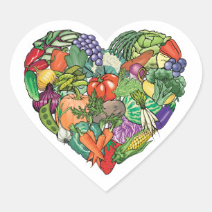 Sticker Cœur J'aime les Légumes