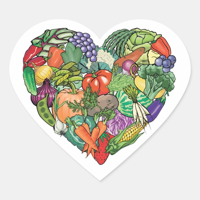 Sticker Cœur J'aime les Légumes (Devant)