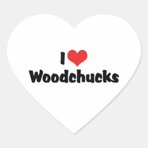 Sticker Cœur J'aime les marmottes en bois de cœur