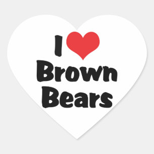 Sticker Cœur J'aime les ours bruns au cœur
