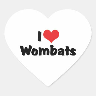Sticker Cœur J'aime les wombats à coeur
