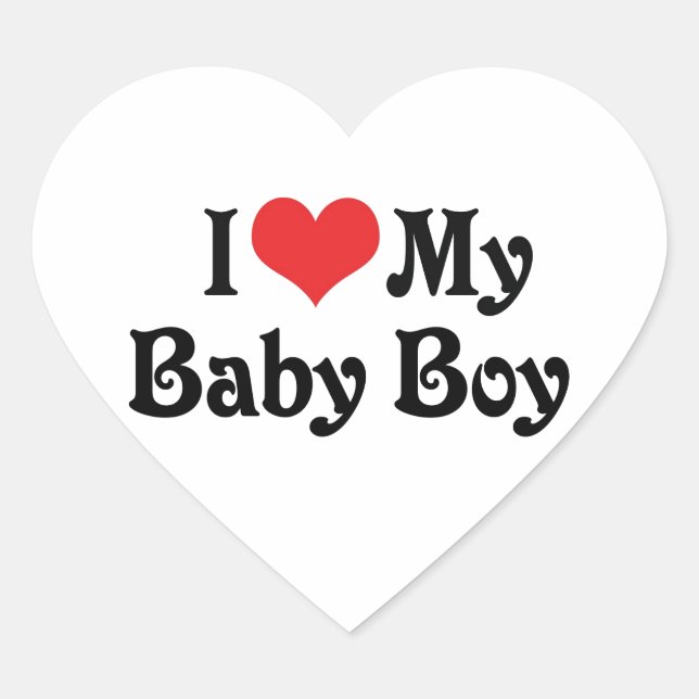Sticker Cœur J'aime mon bébé garçon (Devant)