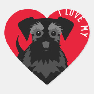 Sticker Cœur J'aime mon chevalet de coeur Schnauzer noir
