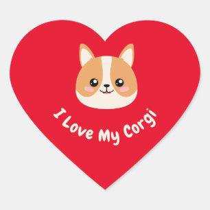 Sticker Cœur J'aime mon Corgi