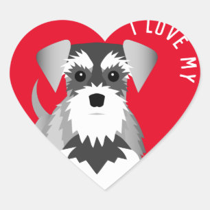 Sticker Cœur J'Aime Mon Schnauzer Miniature