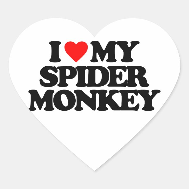 STICKER CŒUR J'AIME MON SPIDER MONKEY (Devant)