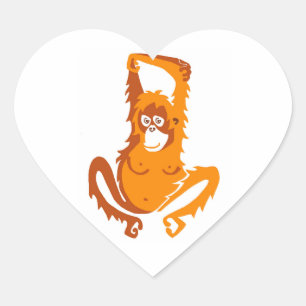 Sticker Cœur J'aime ORANGUTANS - Faune - Ape - Primate -