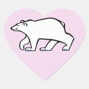 Sticker Cœur J'aime OURS Polaires - Faune - Arctique - Rose