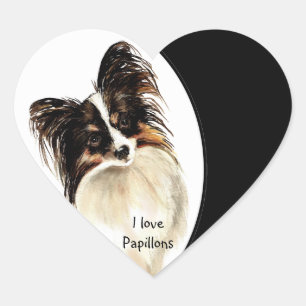 Sticker Cœur J'aime Papillons Chien, Animal de compagnie