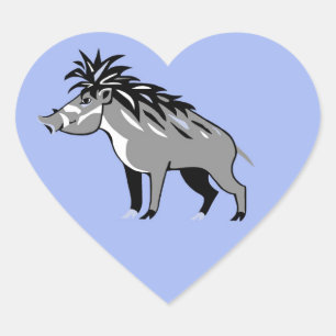 Sticker Cœur J'aime Warty PIGS - Faune - Nature -