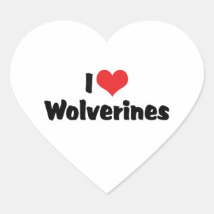 Sticker Cœur J'aime Wolverines de cœur