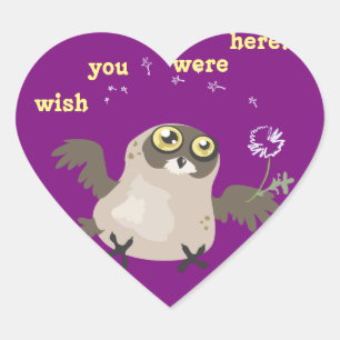 Sticker Cœur J'aimerais que tu sois ici Owl