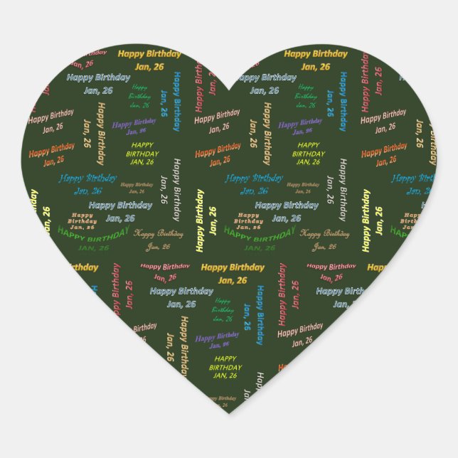 Sticker Cœur Janvier, 26 Anniversaire (Devant)