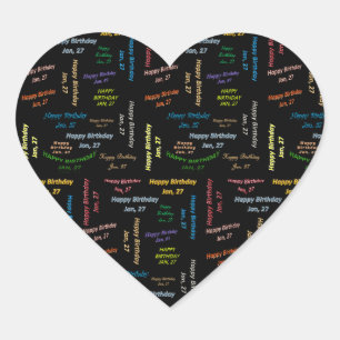 Sticker Cœur Janvier, 27 Anniversaire