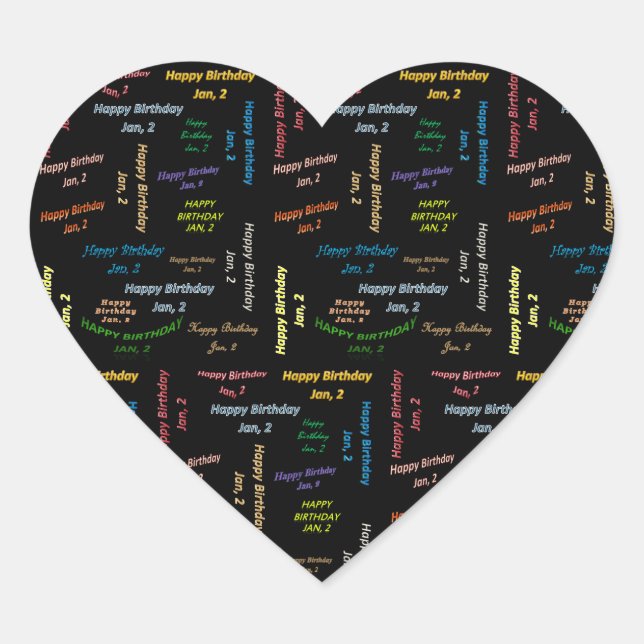 Sticker Cœur Janvier 2 Anniversaire (Devant)