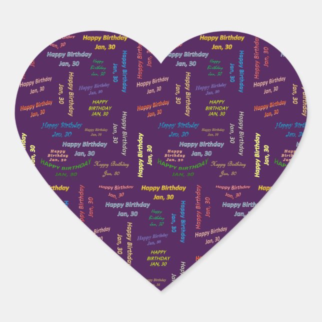 Sticker Cœur Janvier, 30 Anniversaire (Devant)