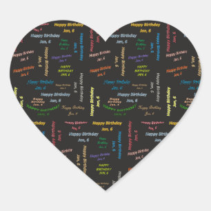 Sticker Cœur Janvier 6 Anniversaire