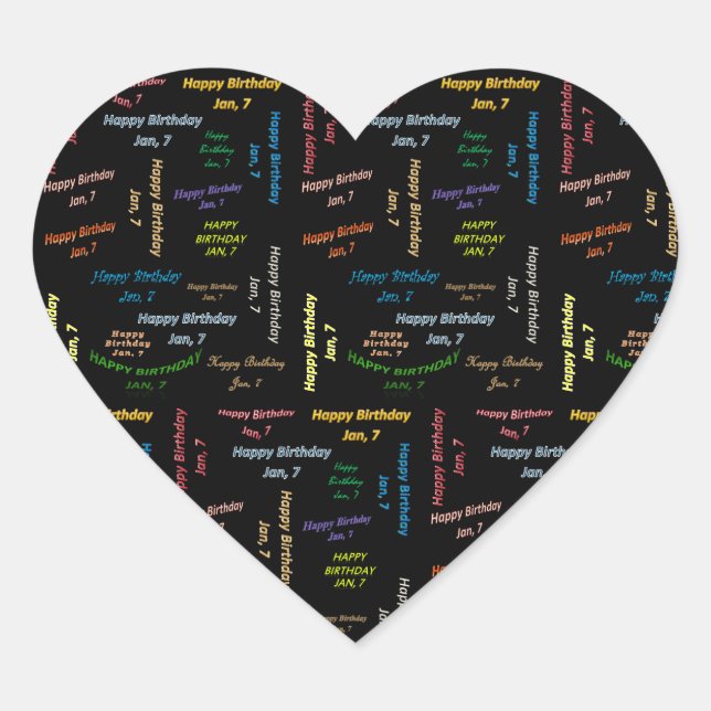 Sticker Cœur Janvier 7 Anniversaire (Devant)
