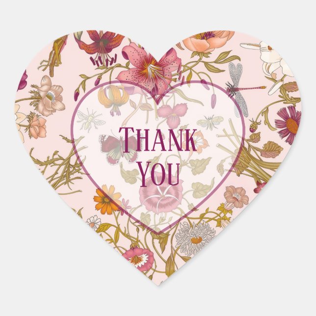Sticker Cœur Jardin floral romantique (Devant)