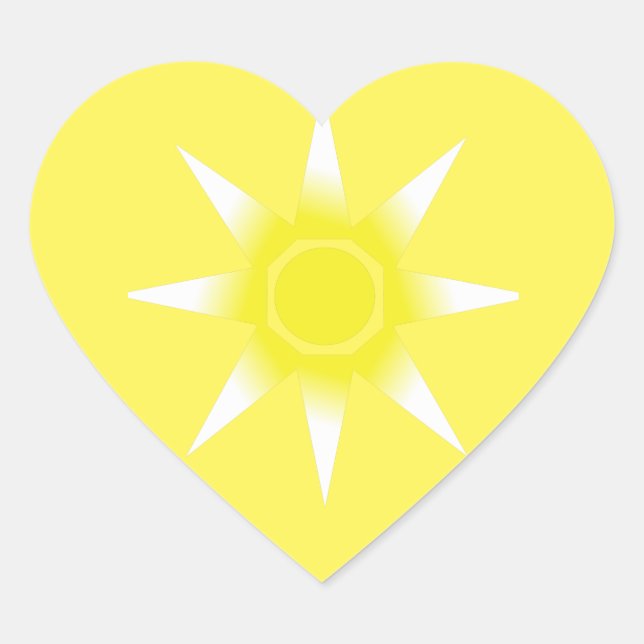 Sticker Cœur Jaune Blanc Magique Sun Produit (Devant)