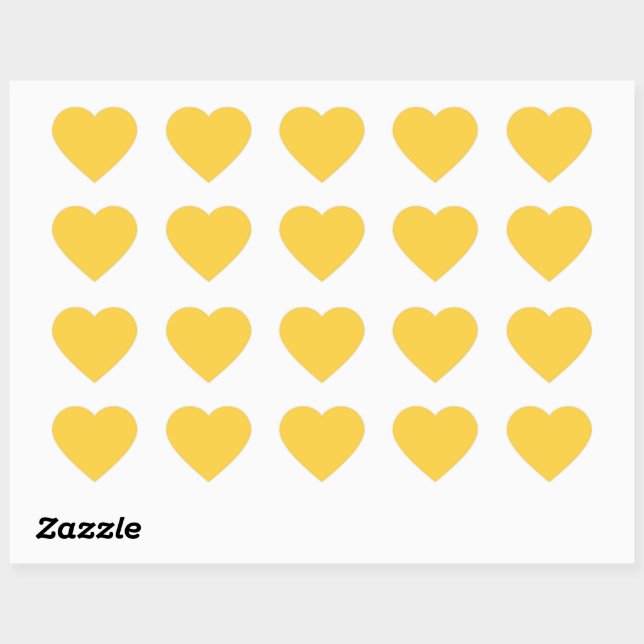 Sticker Cœur Jaune Clair (de couleur or), (Feuille)