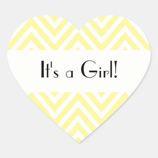 Sticker Cœur Jaune Zigzag, Jaune Chevron, Baby shower (Devant)