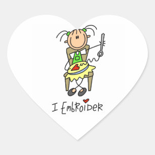 Sticker Cœur Je Brode Personnage Bâton