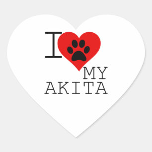 Sticker Cœur Je coeur mon Akita