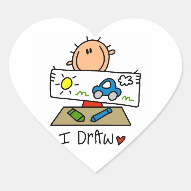 Sticker Cœur Je dessine (Devant)