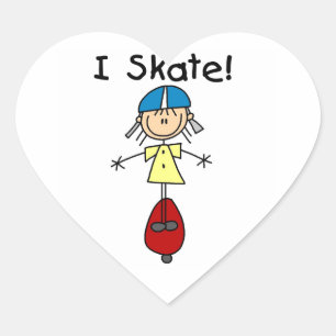 Sticker Cœur Je fais du skateboard Girl