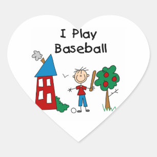 Sticker Cœur Je Joue au Baseball