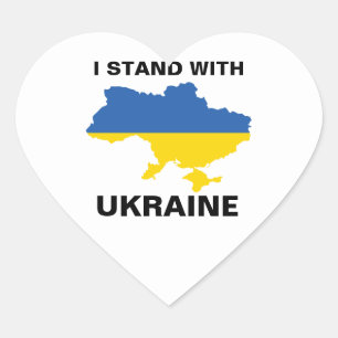 Sticker Cœur Je me tiens avec l'Ukraine drapeau ukrainien et ca