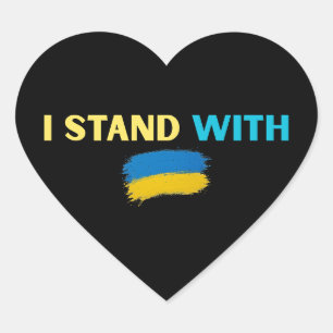 Sticker Cœur Je me tiens en Ukraine - Soutien & Solidarité Desi