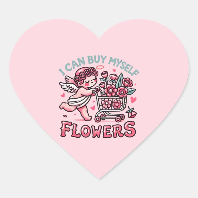 Sticker Cœur je peux m'acheter des fleurs panier fleuri angel c (Devant)