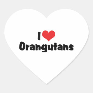 Sticker Cœur Je suis amoureux des orangs-outans au cœur