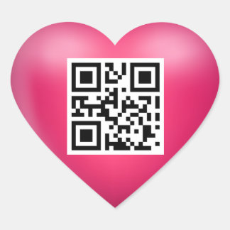 Sticker Cœur Je t'aime QR Code Rose