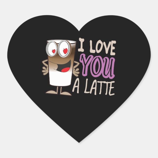 Sticker Cœur Je t'aime un latte (Devant)