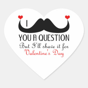 Sticker Cœur Je te moustache une question Saint Valentin